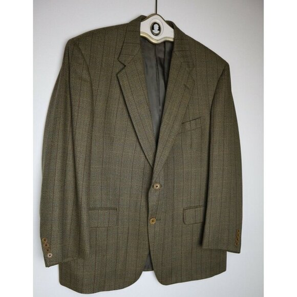 VINTAGE MEN'S TAUPE BROWN PLAID BLAZER JACKET SPORT COAT - KINGSRIDGE - SIZE 46 - Picture 1 of 6